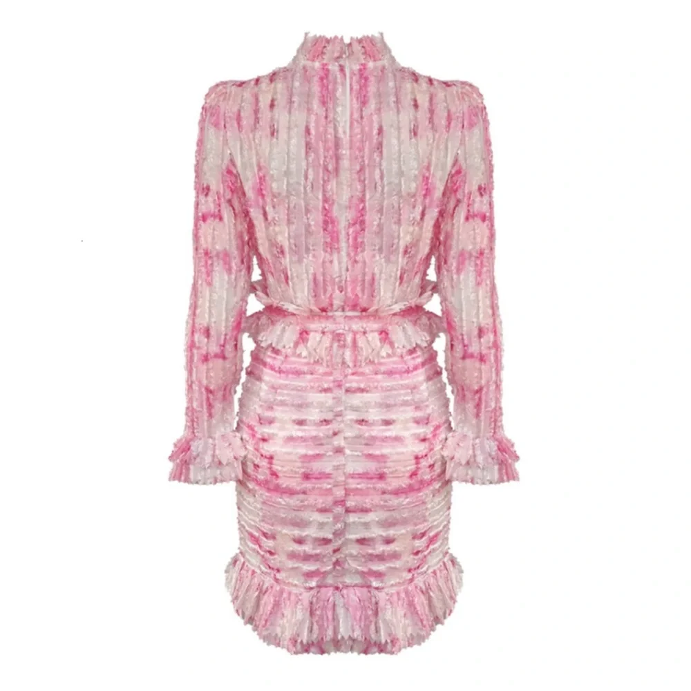 Stunning Feathered Ruffle Dress The Alessea - Picture 8 of 11